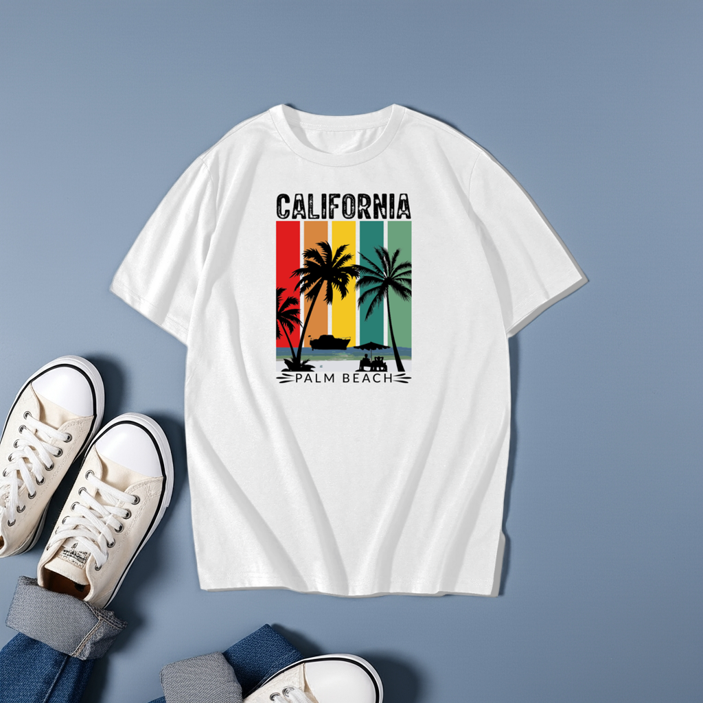 California Baskılı Oversize T-Shirt