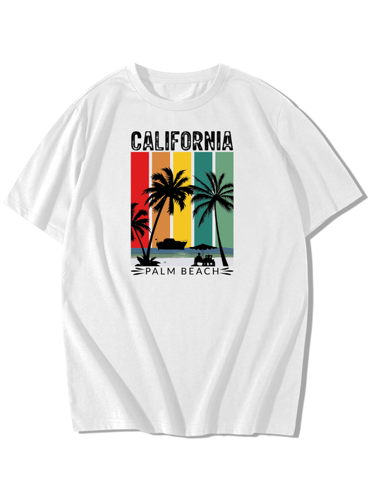 California Baskılı Oversize T-Shirt