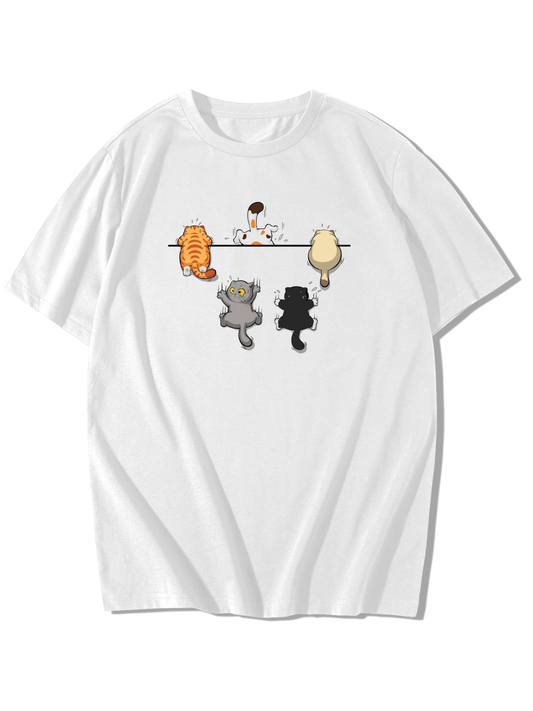 Kedi Baskılı Oversize T-Shirt